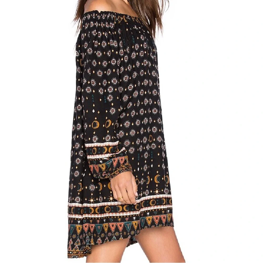 VGUC $136 Cleobella Dresden Off-the-Shoulder Dress with Tribal Print -size XS!
